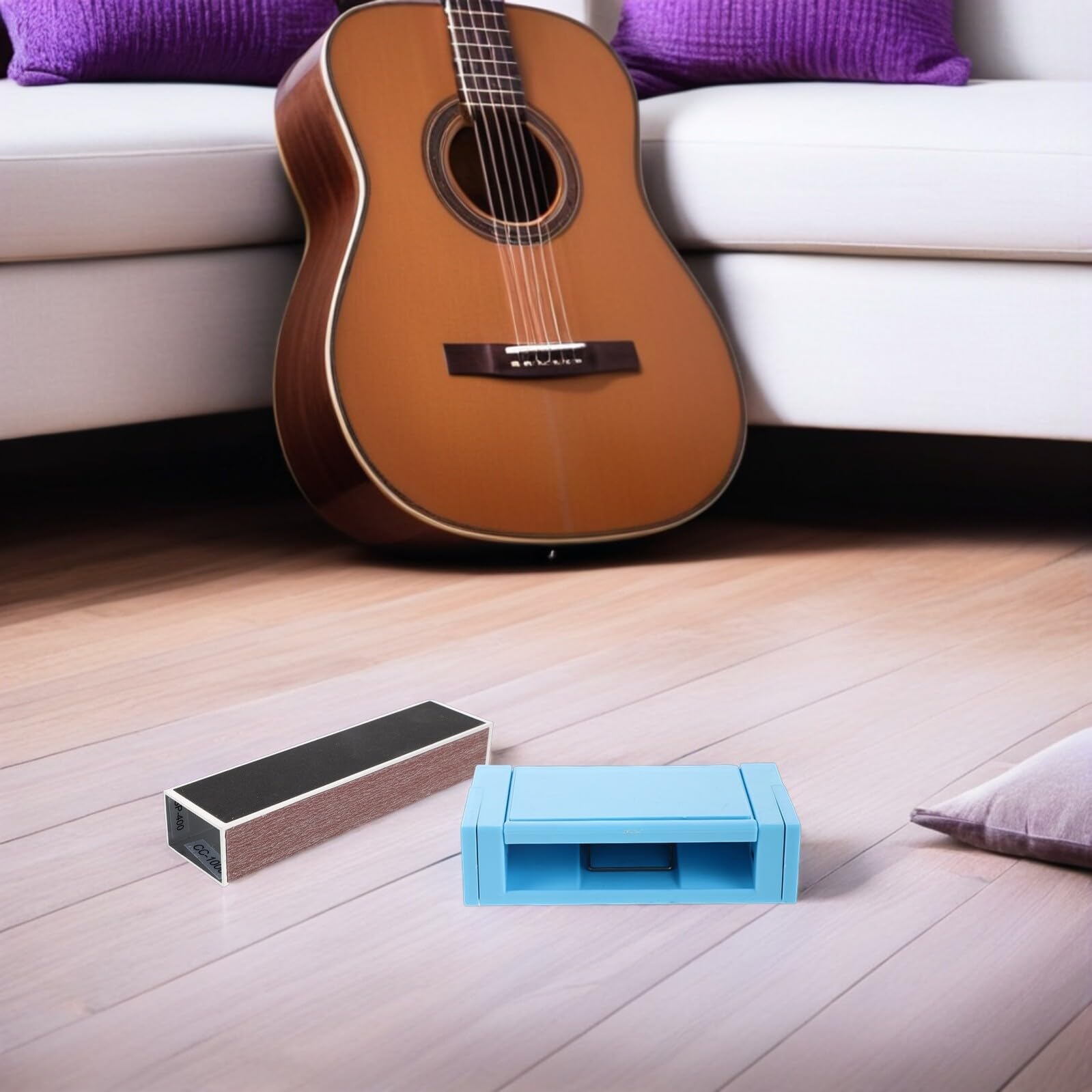 Kit de Lijado para Guitarra con Palanca de Aluminio y Herramientas para Nivelar Puente y Cejuela Accesorio de Mantenimiento Duradero para Reparación de Guitarra Eléctrica Azul