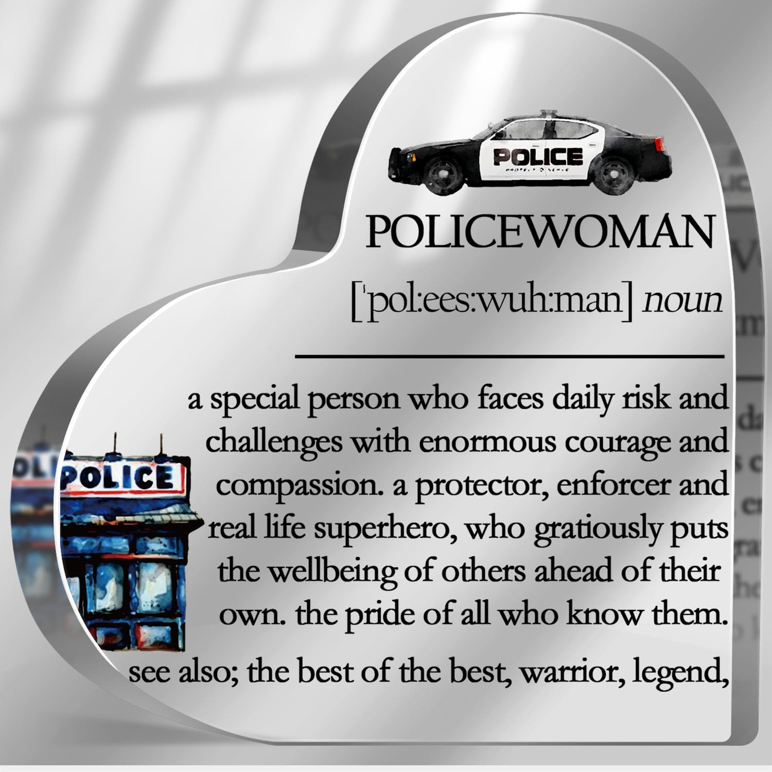 Thank You Gifts for Women, Policewoman Gifts, Birthday Appreciation Graduation Gifts, Inspirational Desk Decor Sign for Home Office, Policewoman Definition Plaque