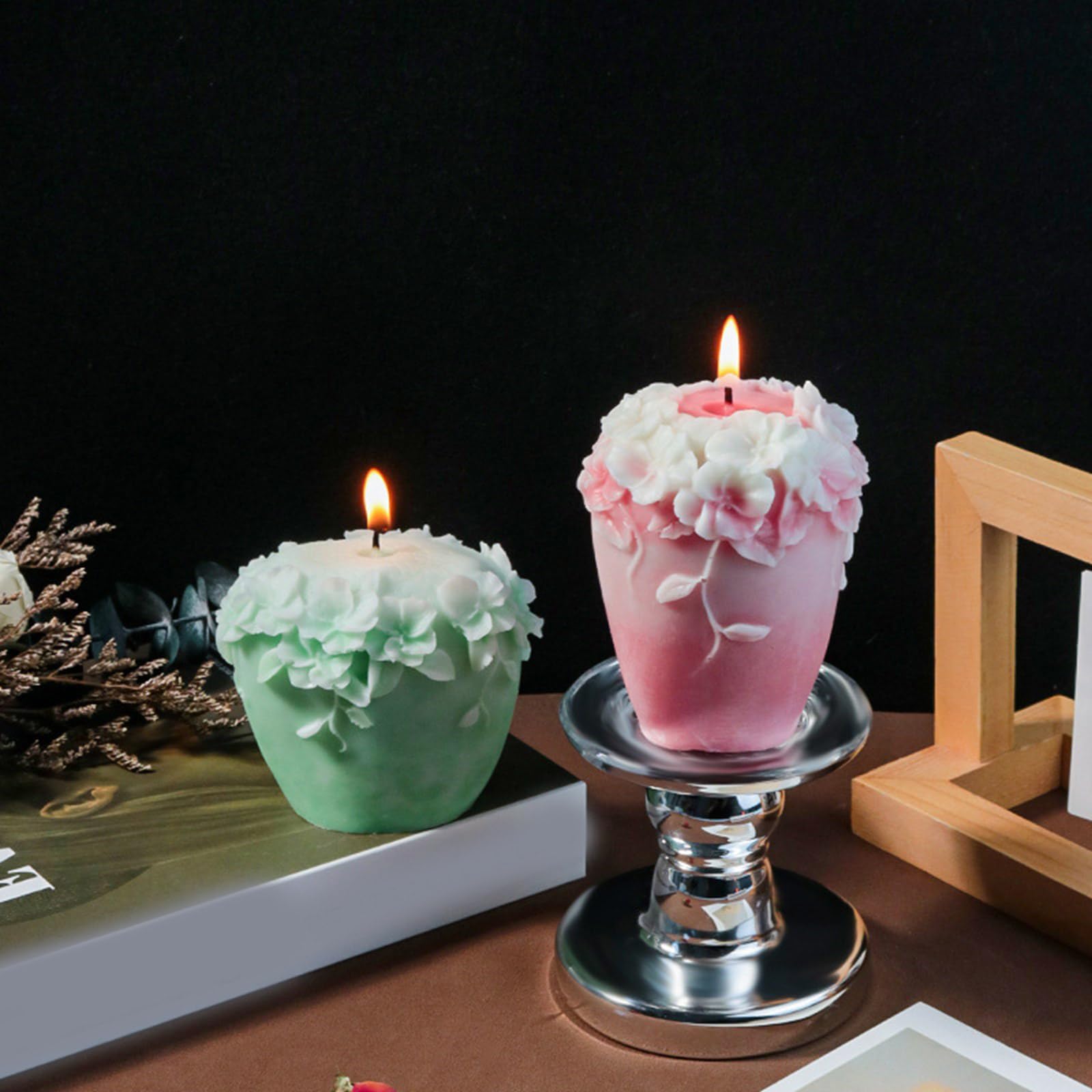 2 moldes de silicona flexible con forma de flor de vid, aromaterapias perfumadas, adornos hechos a mano