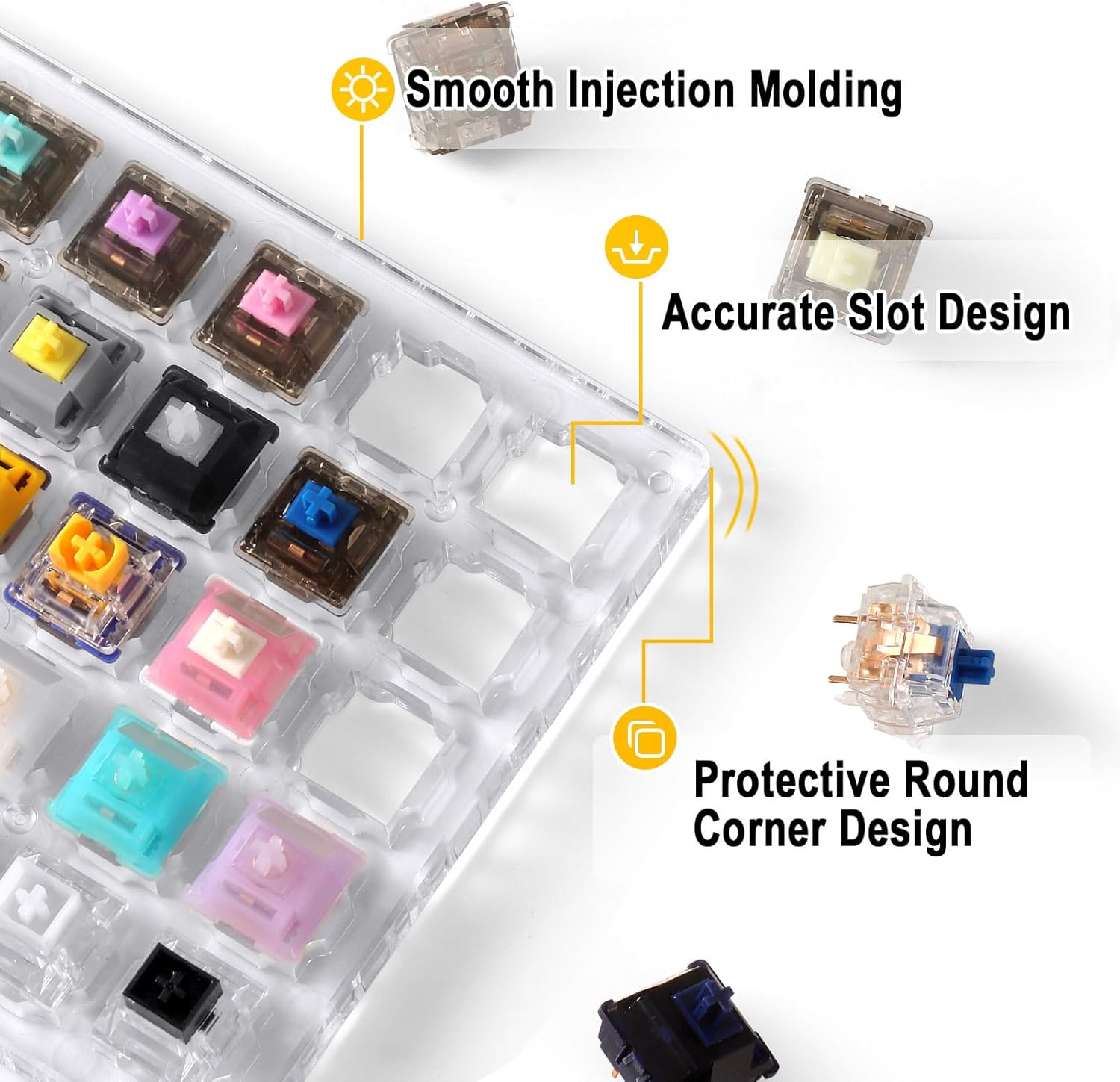 DUROCK Keyboard Switch Tester, 30-Key Switches Sampler with Switch Puller, Ice King Linear Shrimp Silent T1 Tactile POM Piano Black Lotus Sea Glass HE Magnetic Switches Experience Kit (30pcs)