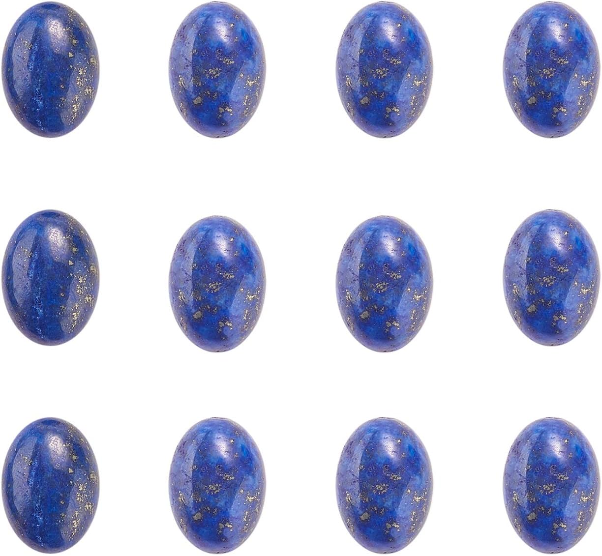 LiQunSweet 50 Pcs Natural Real Lapis Lazuli Gemstone No-Hole Bead Loose Charming Cabochons Oval Flatback CAB Energy Healing Power Stone for DIY Craft Jewelry Making - 14x10mm