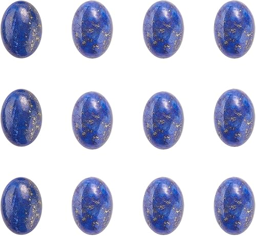 LiQunSweet 50 piezas de piedras preciosas naturales de lapislázuli sin agujero, cuentas sueltas y encantadoras, cabujones ovalados con parte trasera