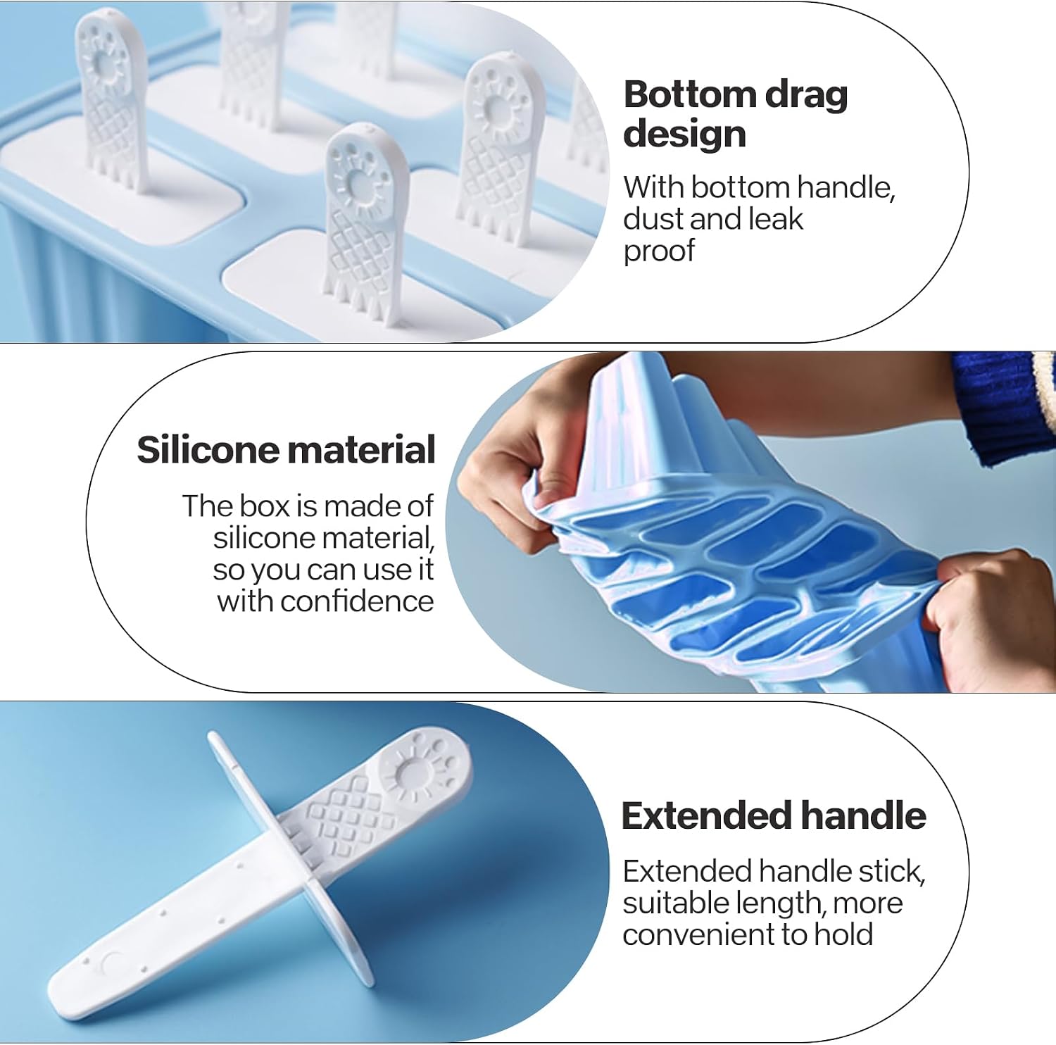 Summer Popsicle Molds, Material Silicone Mold,Non BPA, Reusable Popsicles Molds,10 Reusable Silicone Popsicle Sticks, Easy Use