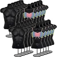 Vista 18 de DisplayTown Maniquí de torso masculino y femenino con soporte de metal, cuerpo con respaldo hueco, apilable, forma de vestido para exhibición