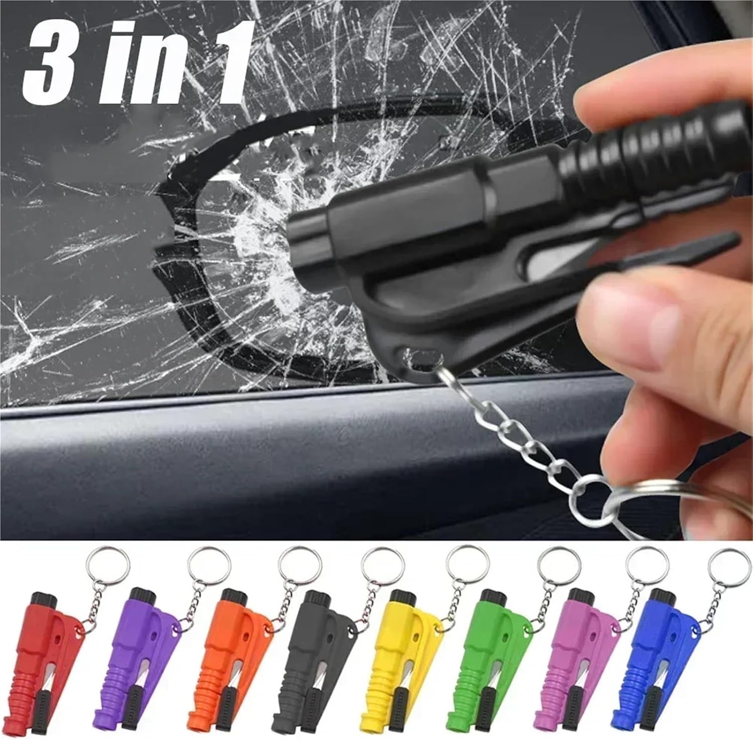 Car Hammer Keychain Emergency Glass Breaking Hammer Tool 1pcs(Glossy red)