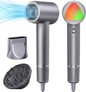 YSATERY 160,000 RPM Ionic Hair Dryer: 500M Negative Ions, Fast-Drying, Low-Noise Portable Blow Dryer with Diffuser & Nozzle