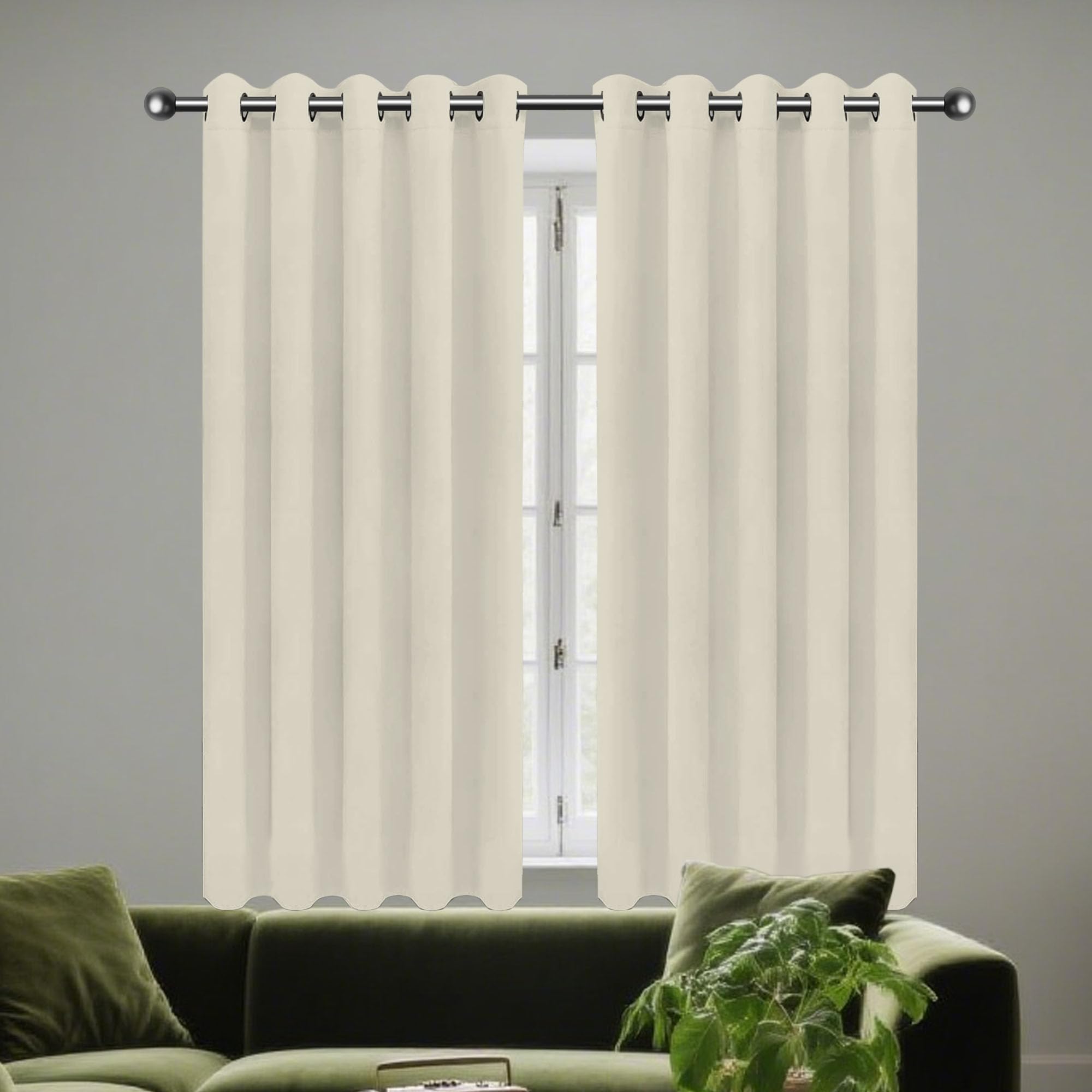 Rideau thermique isolant beige 430 x 395 cm doublé contre le froid
