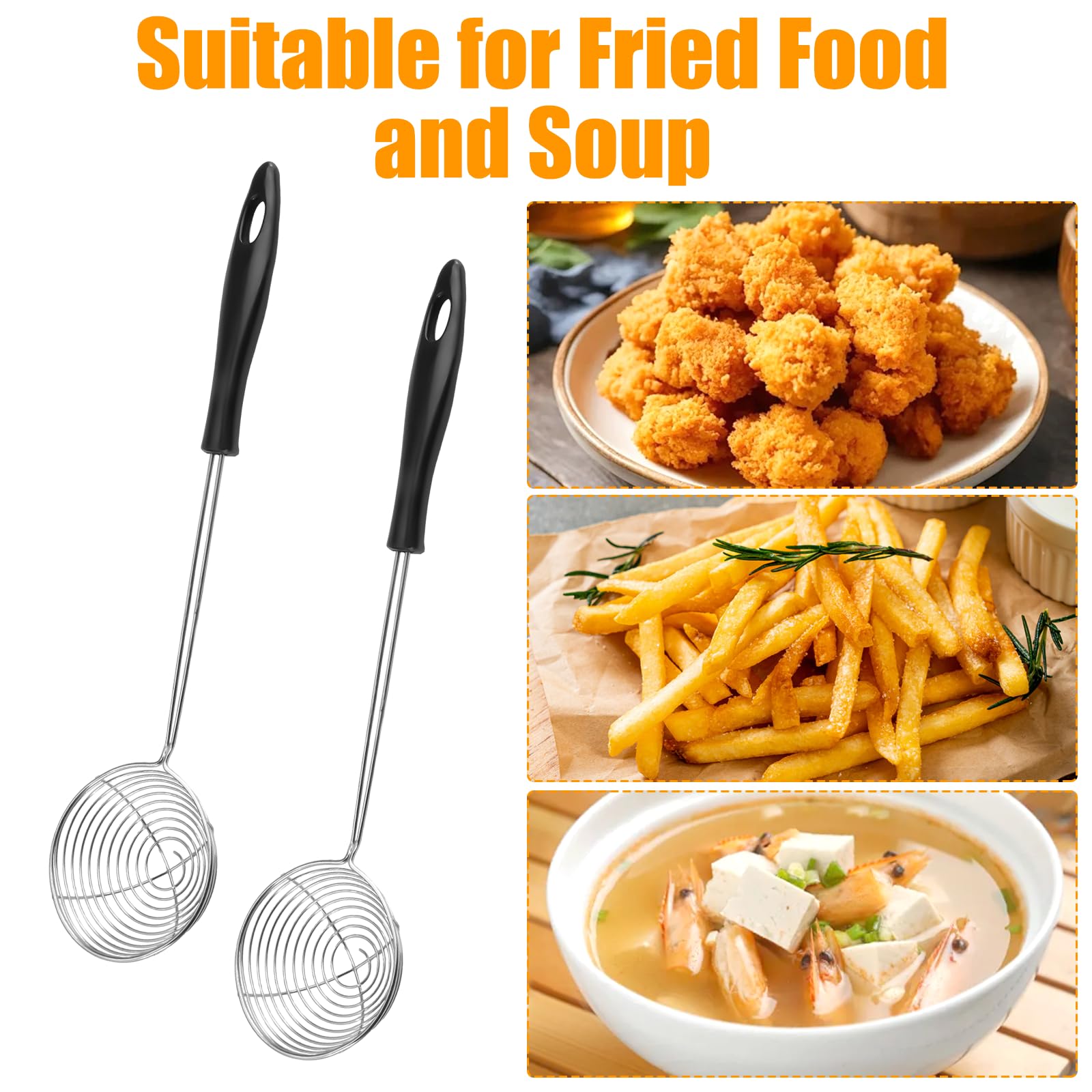 8 Piezas Espumadera Alambre de Acero Inoxidable, Pequeño Colador de Alambre para Freír Alimentos, Malla Fina Colador de Olla Caliente, Espumadera Araña, Espumaderas de Cocina para Fideos, Setas