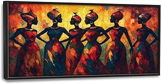 Large Wall Art For Living Room African Canvas Wall Decor African American Tribal Pictures Women Silhouettes Paintings Ethnic Dance Prints Big Artwork Framed Textured Decorations For Bedroom Office Bathroom Gifts 60" x 30"