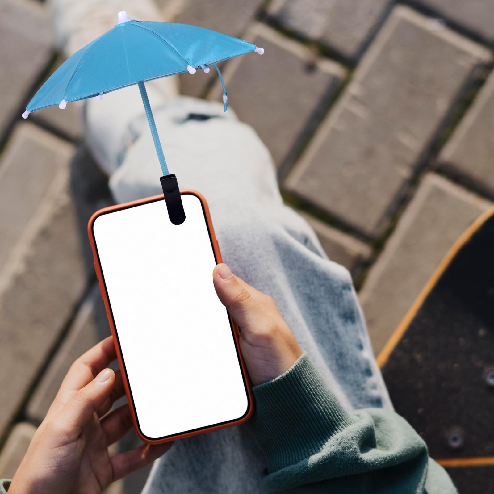 BOXOB Pince Parapluie de Téléphone, Pare-Soleil pour Téléphone Portable Réglable Mini-Couverture Pare-Soleil pour Protéger L'Écran de Votre Mobile Portable du Soleil Pluie (Bleu)