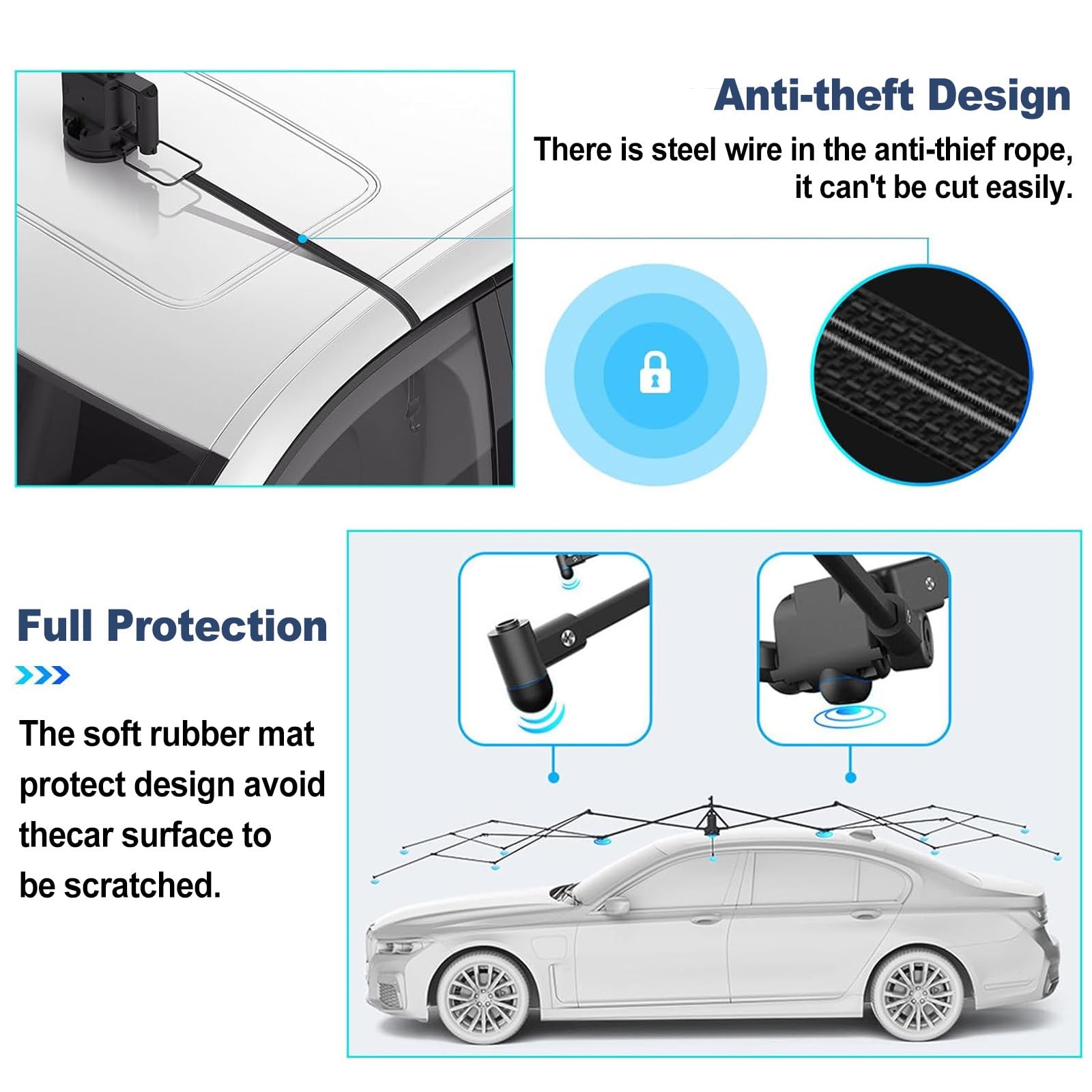 Ombrellone per Auto Automatico, Tenda Pieghevole 2 in 1 Auto-Manuale con Telecomando, tettoia per Auto Adatta alla Maggior Parte dei Modelli, Leggero e Facile da trasportare 5.2M-Grey
