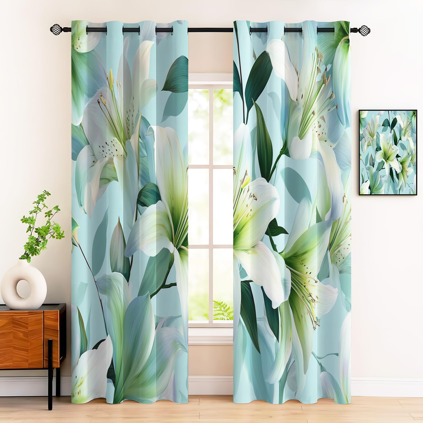 Rideaux de chambre parents style S50 occultants et thermiques vert lys