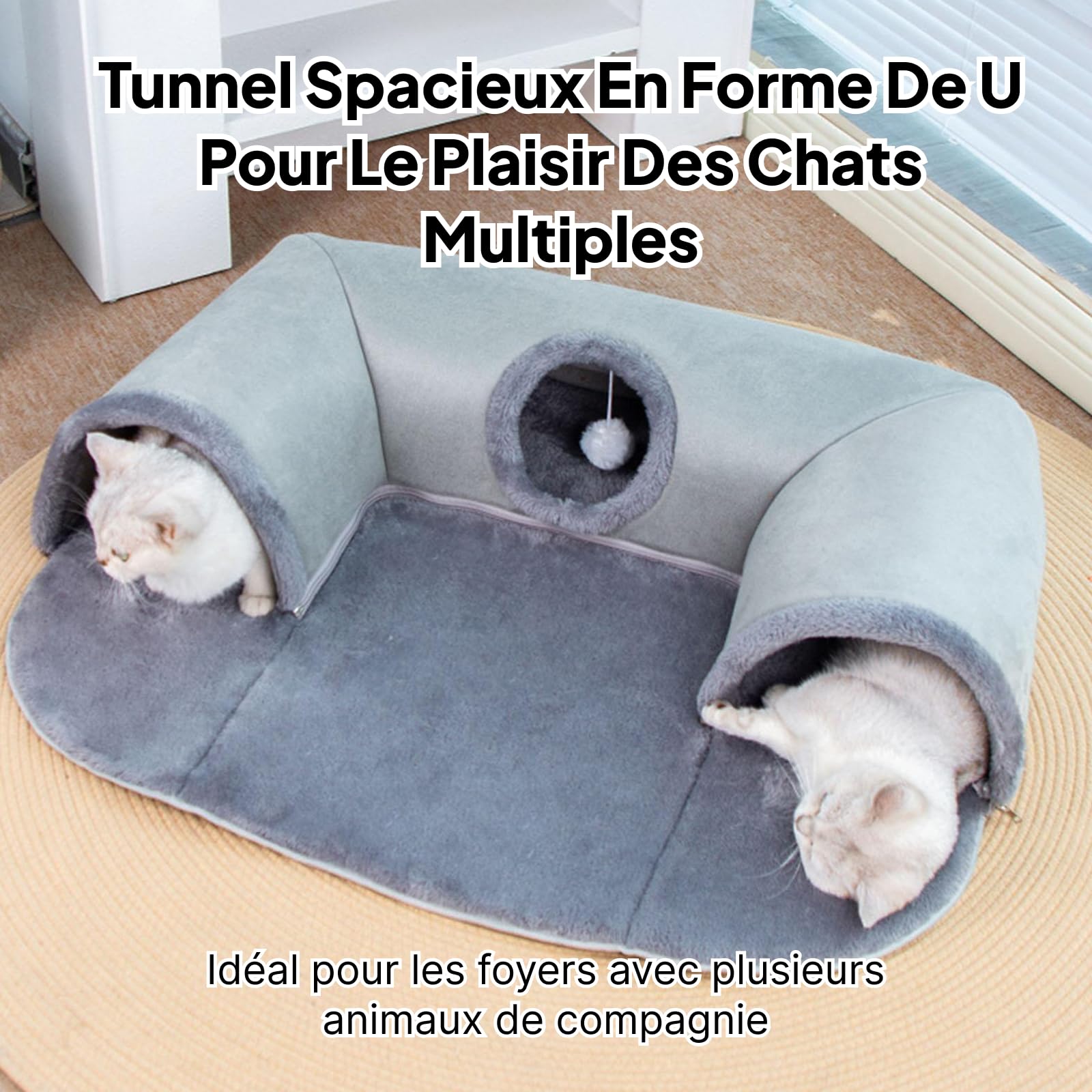 Sharplace Centre de Jeu interactif en Forme de lit Tunnel pour Chat, Tapis de Tunnel de Jeu pour Petits Animaux, Lapin, Hamster, Chats d'extérieur, Grand