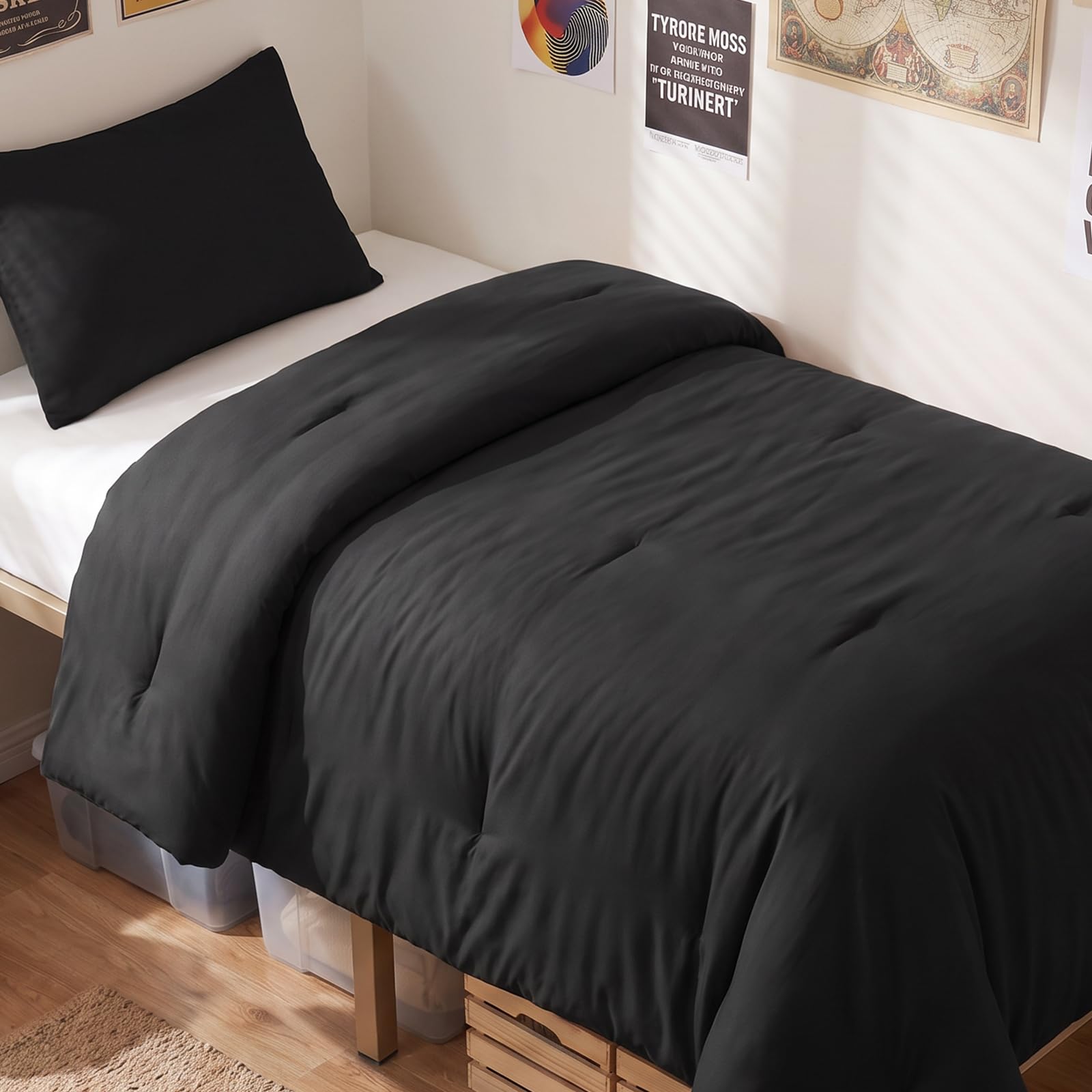 CozyLux双人床被套装 黑色羽绒替代品 270GSM
