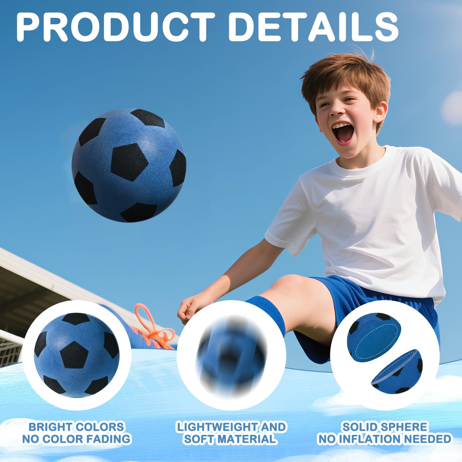 Dongcill Pelota de espuma suave, suave, pelota de fútbol pequeña, para interior y exterior, silenciosa y ligera, 21 cm