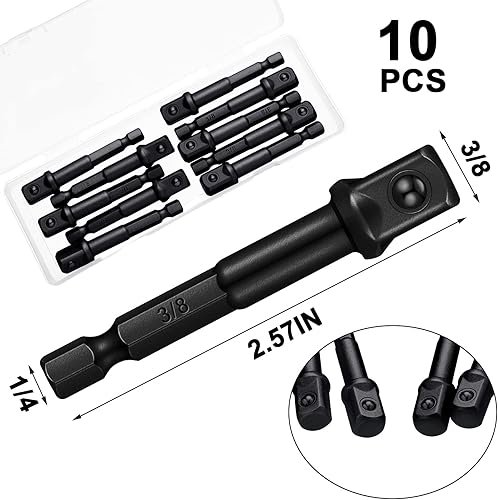 Miniatura 2 de Adaptador de impacto cuadrado para taladros, extensión de puntas de controlador, adaptador de enchufe de impacto hexagonal para bricolaje automotriz