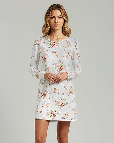 Miniatura 2 de Real Essentials Paquete de 3 camisón de manga larga con estampado ultrasuave para mujer (disponible en tallas grandes)