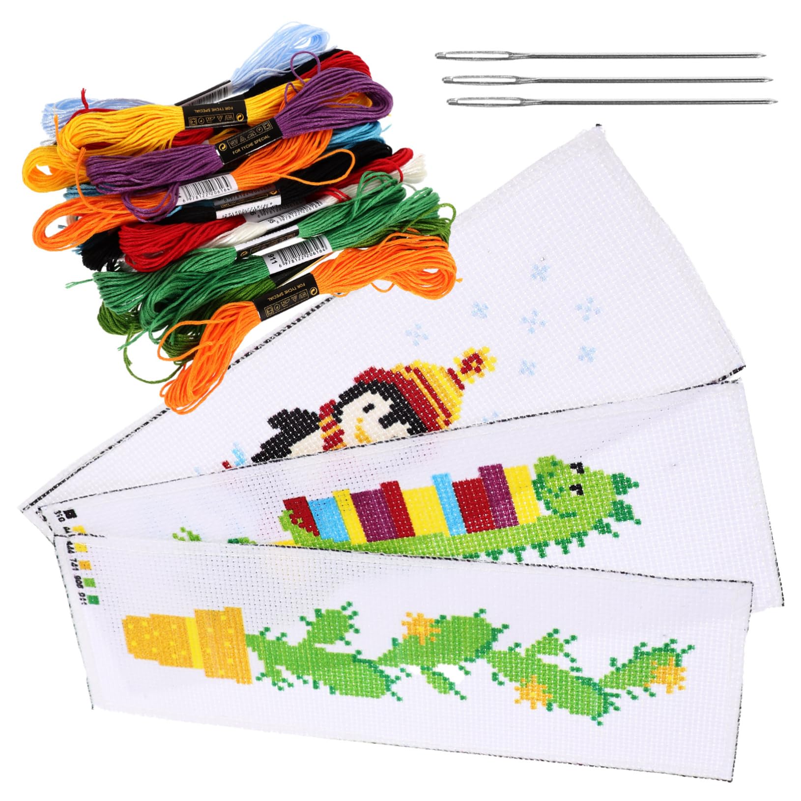 TEHAUX 9juegos Materiales Para Marcadores De Libro De Bordado Kits De Bordado De Punto De Cruz Diseños De Pingüino y Cactus