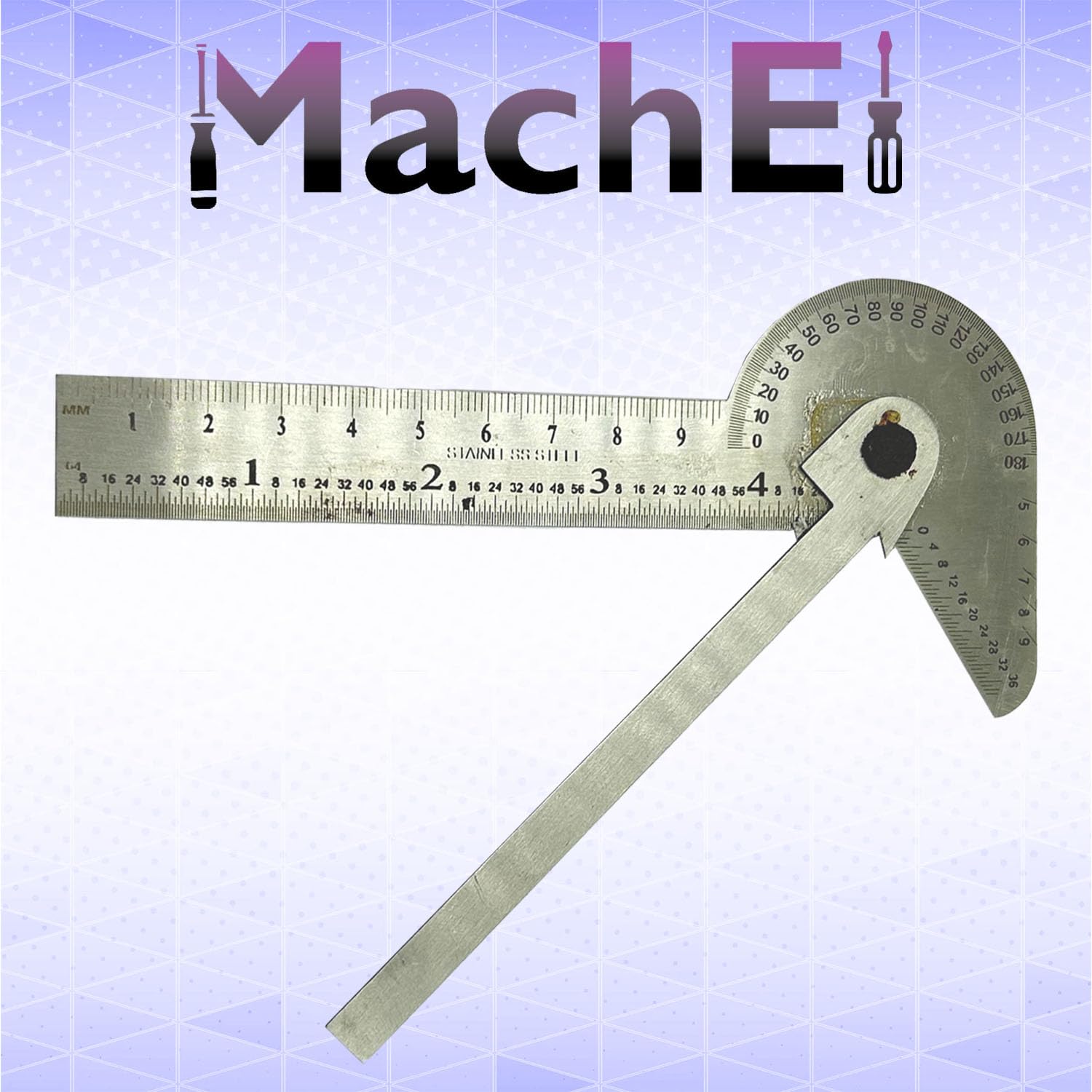 MachEl Multi-Purpose Protractor Square Rule Centre Finder Divider Drill Point Gauge - Image 3