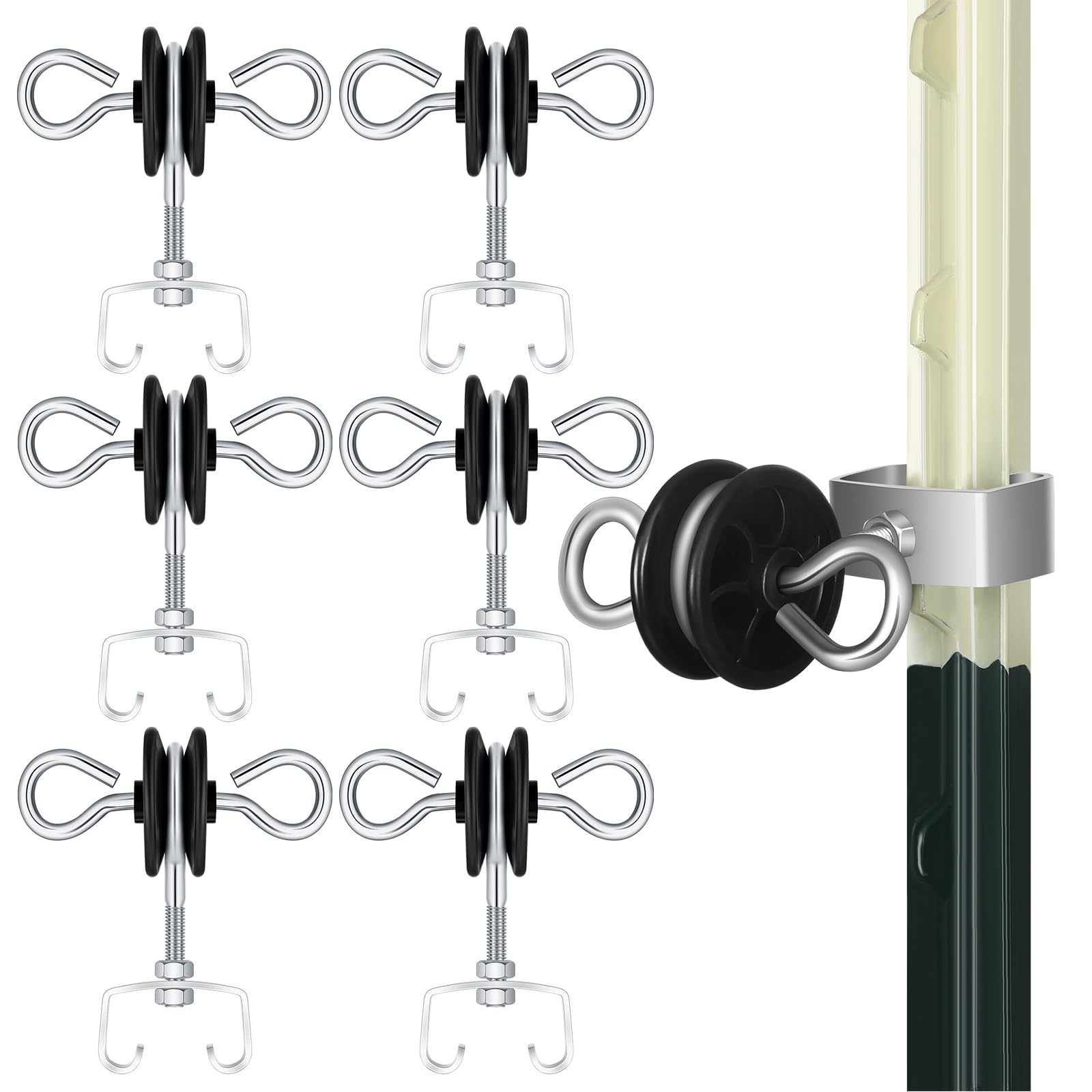 Gisafai 6 Pcs Electric Fence Gate Handles T Post Gate Handle Anchors