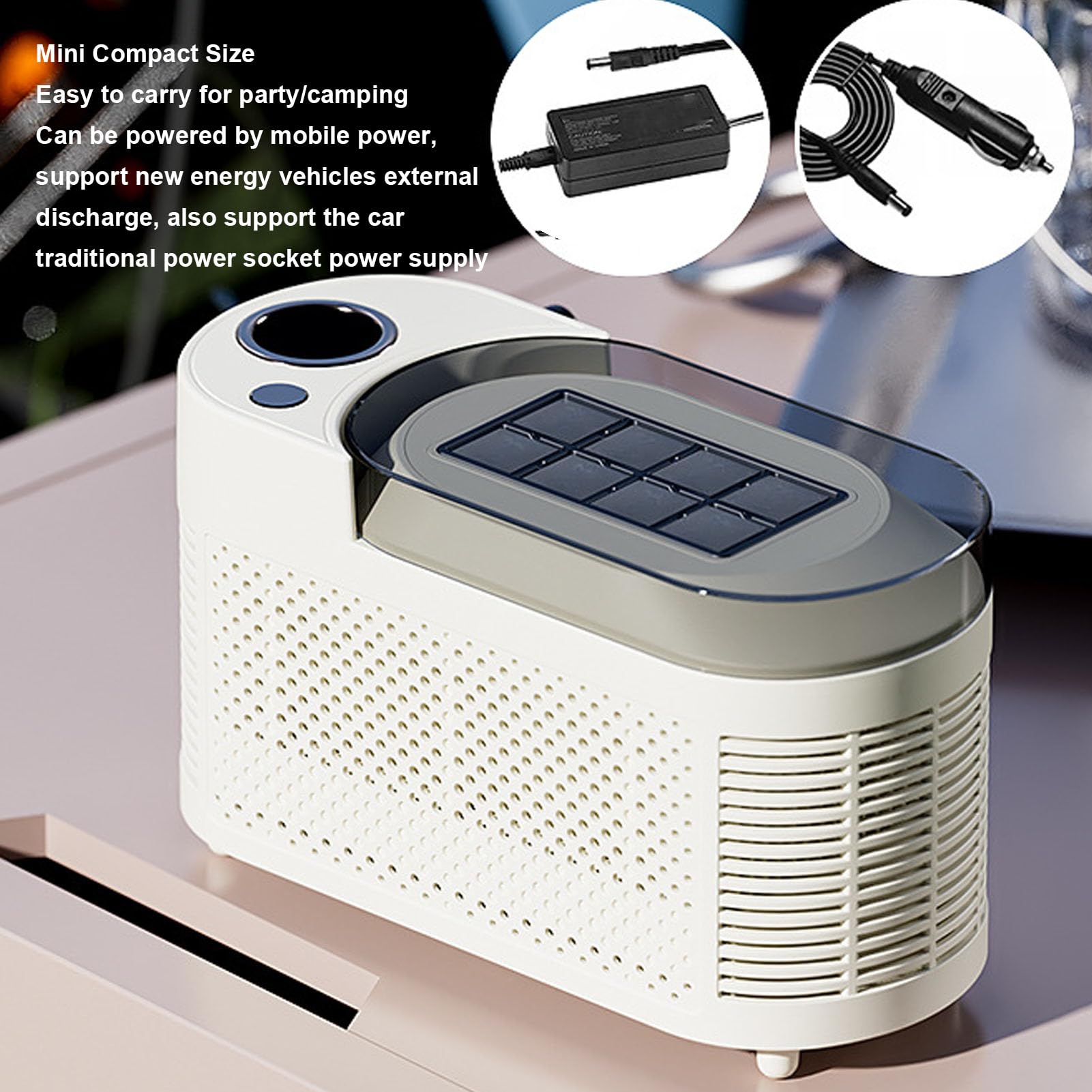 Mini Macchina per il Ghiaccio da Bancone da 120 W, Produce 8 Cubetti in 10 Minuti Macchina per il Ghiaccio Portatile Automatica con Cavo di Alimentazione per Auto e Supporto (Spina europea)