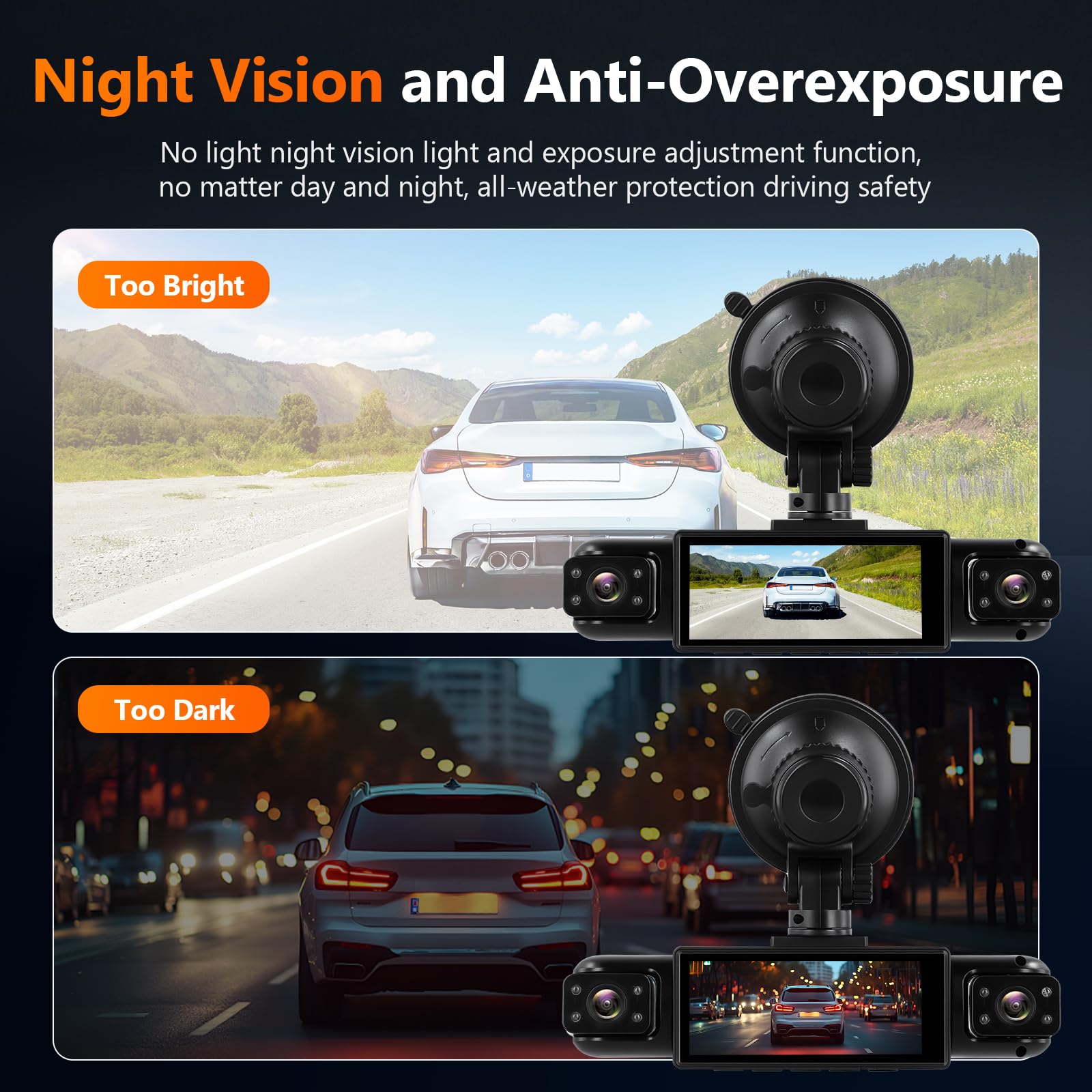 Espejo retrovisor de 4 canales, cámara de 3,16 pulgadas, 1080P, cámara cuádruple para coche, DVR con grabación en bucle, visión nocturna, asistente de aparcamiento, tarjeta TF de 64 GB para