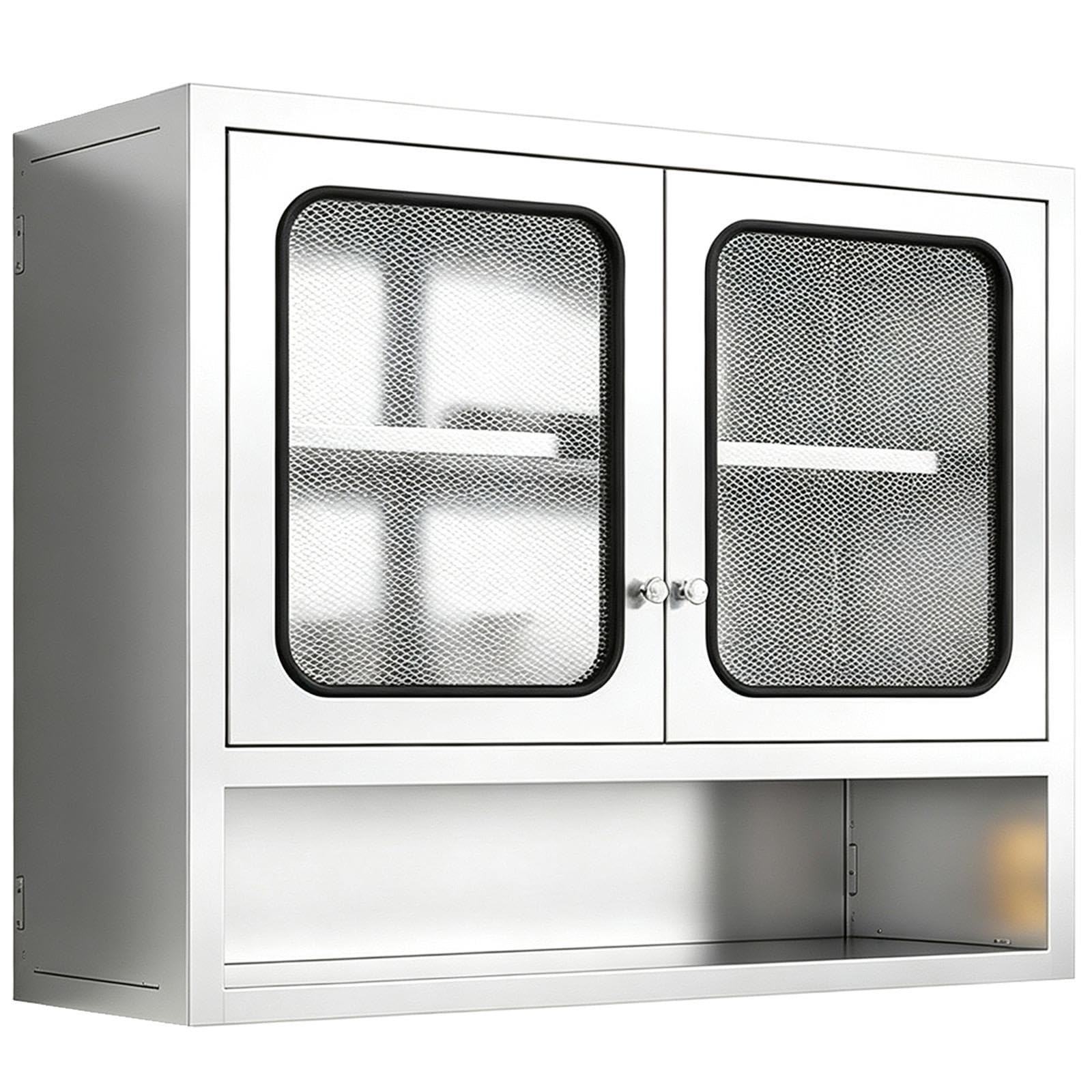 Pensile Cucina Acciaio Inox, Ancia a Rete Multiuso Ripiano Regolabile