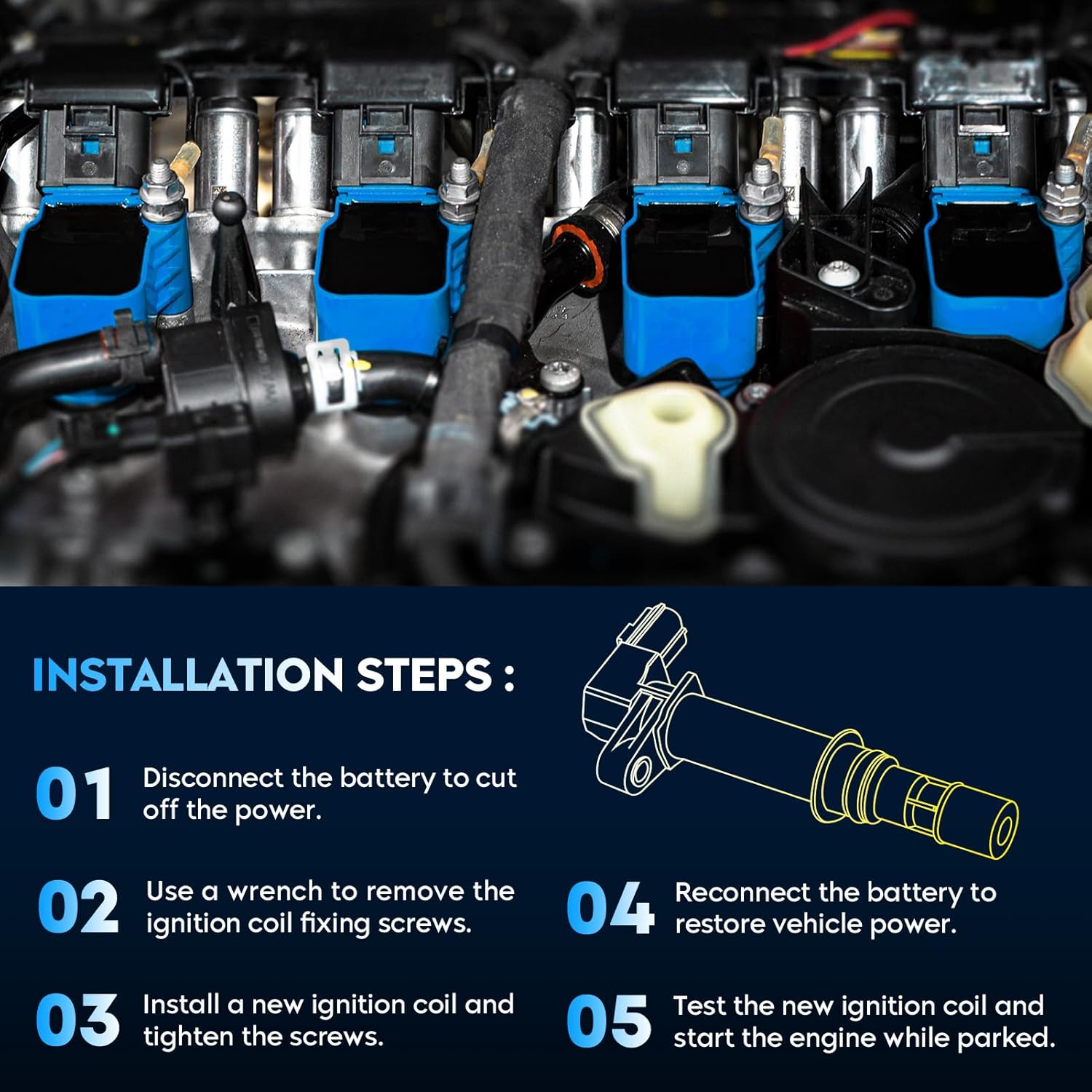 Ignition Coil Pack 4pcs for Nissan Altima Rogue 2.5L L4, Sentra Select March Cube NP300 Frontier NV200 Tiida Urvan Versa, for Infiniti FX50 M56 Q70 Q70L QX60 QX70, Replaces UF549 C1696 22448-JA00A
