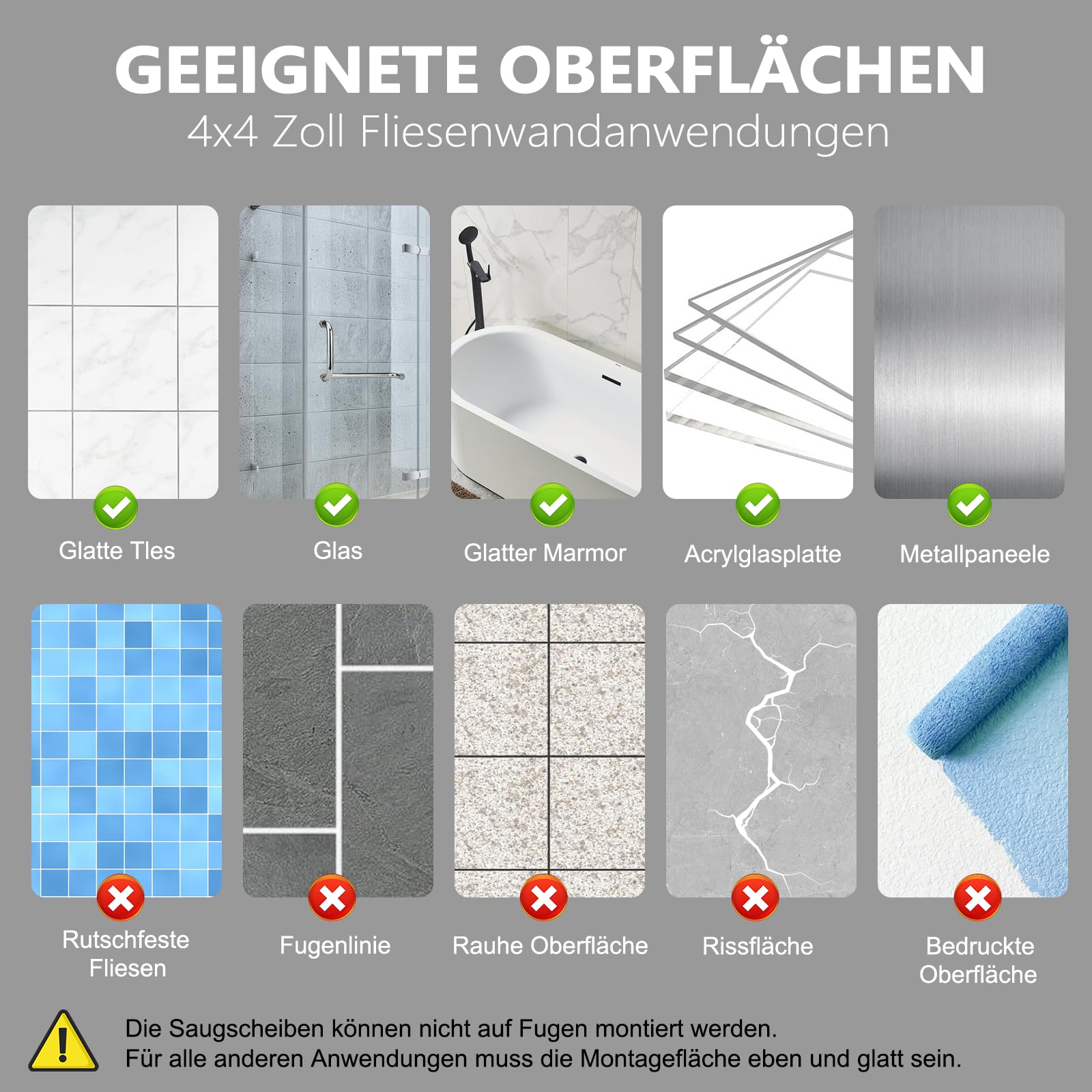 Newthinking Haltegriff mit Saugnapf, Dusche Saugnapf Haltegriff mit Saugwarnung 30cm, Haltegriff Dusche Ohne Bohren Haltegriff Badewanne Badezimmer Gehhilfe für Senioren Bad, 2 Stücke