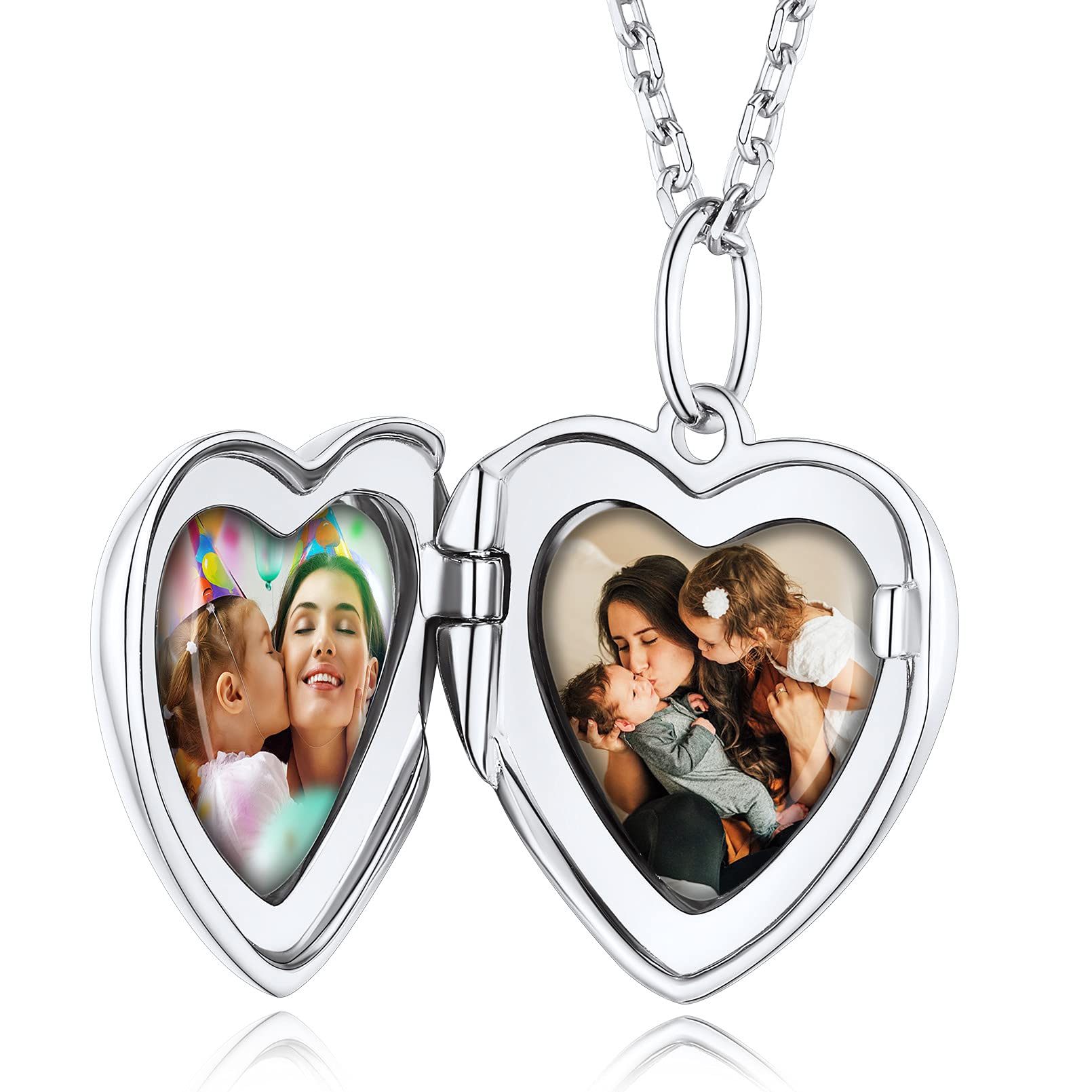 Custom4U Collar Foto Personalizado Mujer Colgante Relicario Guardapelo Plata de Ley 925 Relicario Conmemorativo con Imagen Dentro Arbol de Vida/Ala Angel/Corazón
