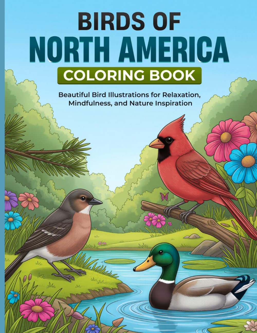 Birds of North America: Relaxing Nature Coloring Book for Adults — Mindfulness and Stress Relief Through Art