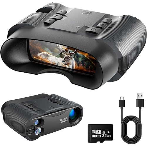 Night Vision Goggles, 4K Night Vision Binoculars for Adult, Rechargeable Infrared Binoculars with Camera, 3'' Ultra HD Screen, 32GB TF Card, 8X Digital Zoom, Hunting, Camping, Security