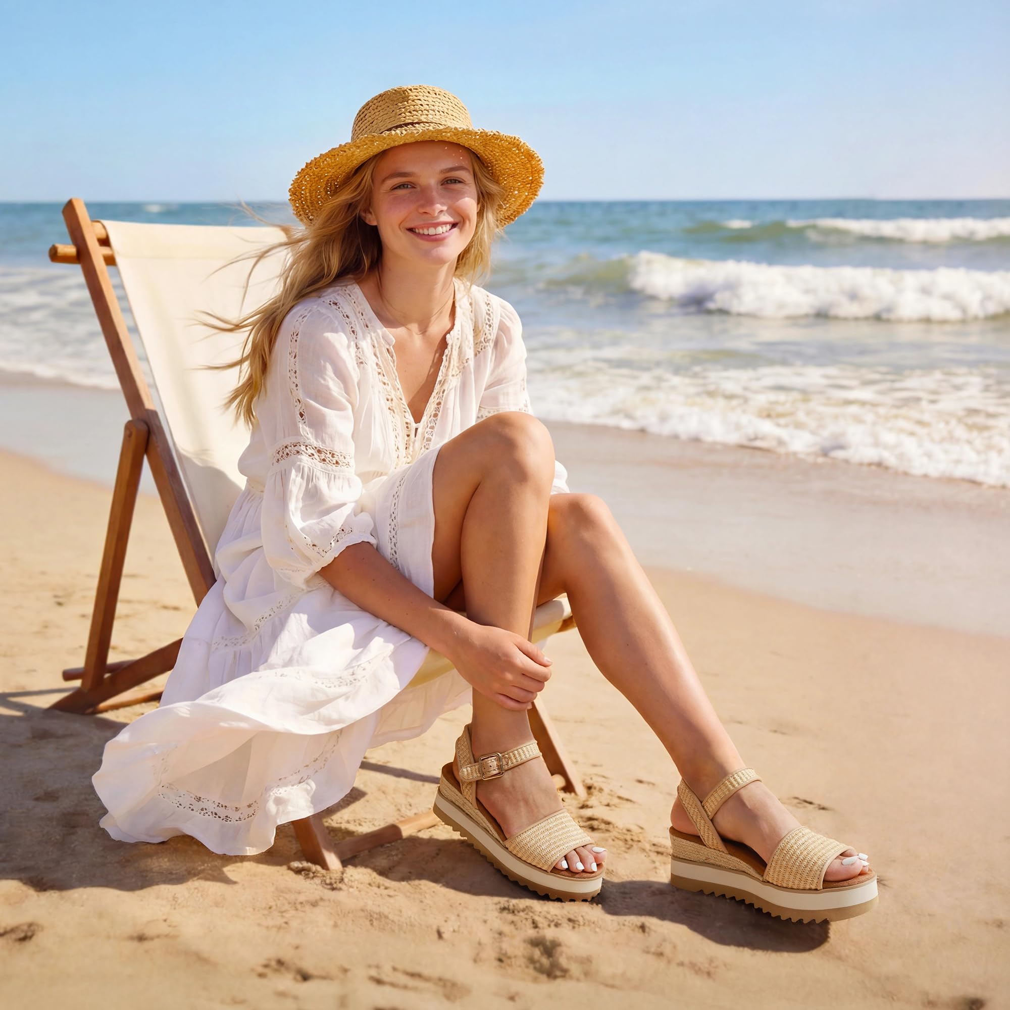 DREAM PAIRS Damen Espadrilles Sandalen mit offener Zehenpartie elegante Plateau Sandals zum Hineinschlüpfen
