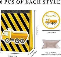 Vista 6 de 24 piezas de suministros de fiesta de cumpleaños para niños con temática de camiones de construcción