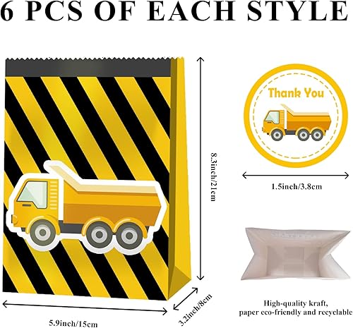Miniatura 6 de 24 bolsas de fiesta de construcción, recuerdos de fiesta de construcción, suministros de fiesta de cumpleaños con temática de camión, suministros de