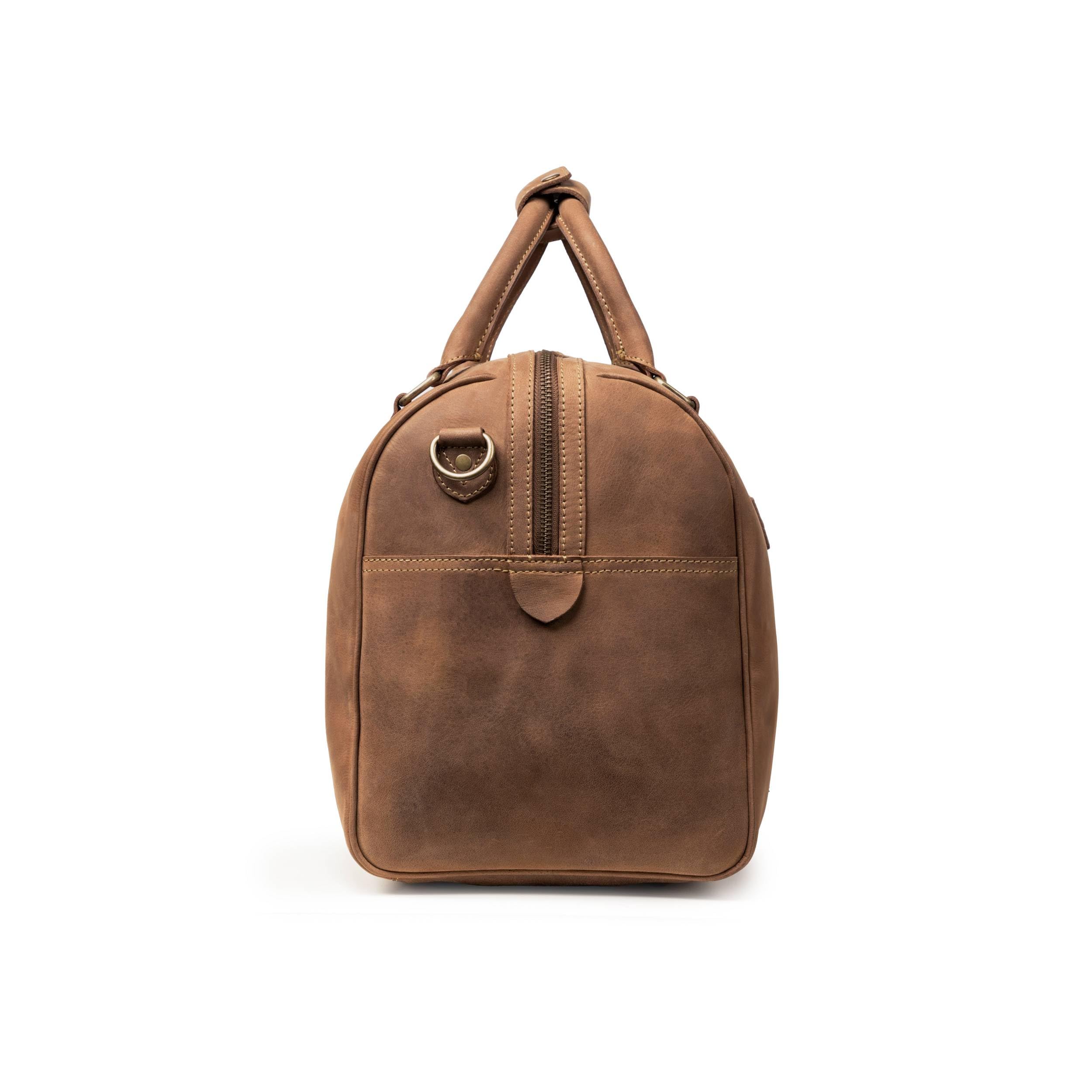DRAKENSBERG Weekender 'Mitch' – Bolsa de viaje pequeña de piel para hombre y mujer, adecuada como equipaje de mano en avión, 25 l, color marrón Habana, DR00305, Habana-marrón, talla única, Bolsa de