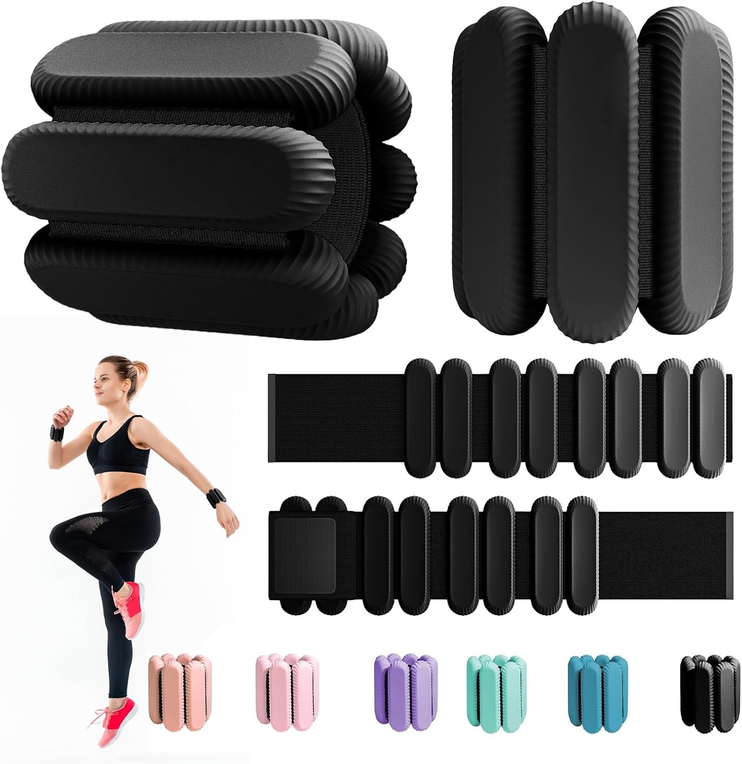 Ankle Weights for Women Men, Adjustable Wrist Weighted Bracelet for Home Gym Workout, Walking, Running, Travel, Pilate, Yoga, Exercise,Barre,Strength Training. Set of 2 (1Lb Each)