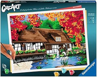 Ravensburger CreArt 23546 - Molino en maceta azul - Pintura por números para adultos, kit de pintura con pinceles y pinturas acrílicas, regalo para mujeres y hombres, pintura para adultos