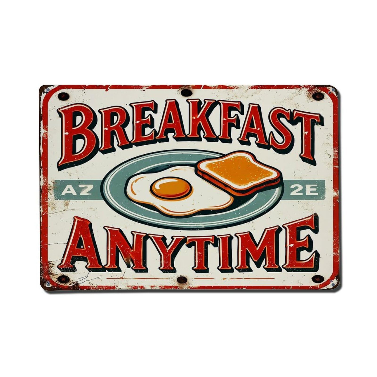 Breakfast Anytime Sign Design Metal Tin Sign Plaque