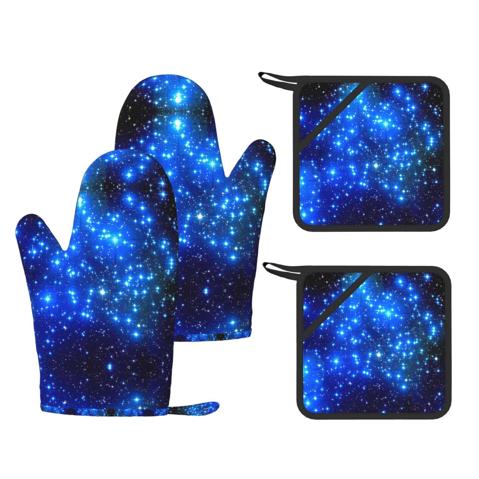Kit de cuisine Blue Shining Stars gants de cuisine et coussinets chauds antidérapants