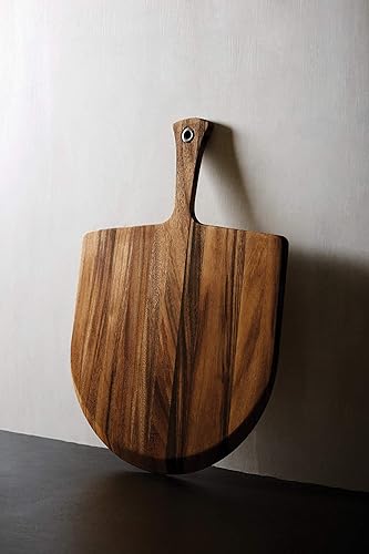 Miniatura 15 de Tabla Gourmet de madera de acacia de piel para pizza, Pala para pizza