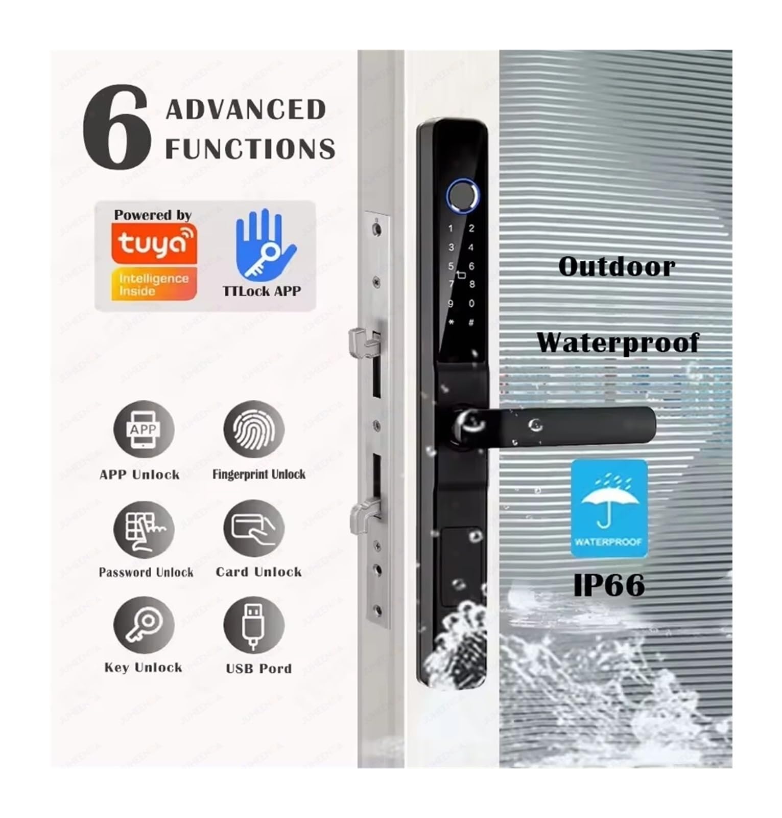 TTLock APP wodoodporna odcisk palca hasło inteligentny zamek do wyciągania na zewnątrz przesuwne drzwi aluminiowe 2885/3585/4585/6085 wpuszczane
