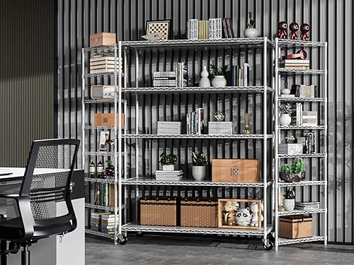 Miniatura 9 de Estantería de alambre NSF de 5 niveles, 24 x 60 x 82 pulgadas, capacidad de 7500 libras, estante de metal de almacenamiento ajustable resistente con