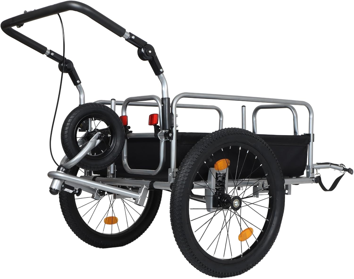 3-in-1 Heavy-Duty Bike Cargo Trailer & Stroller Pull Cart – 110lb Capacity, Stainless Steel Frame, 20" Wheels, Suspension for Industrial & Commercial Use