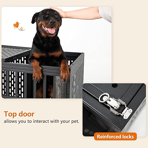Miniatura 4 de Jaula para perros resistente de 42 pulgadas, a prueba de escapes, grande y mediana para perros de alta ansiedad, jaula indestructible para mascotas