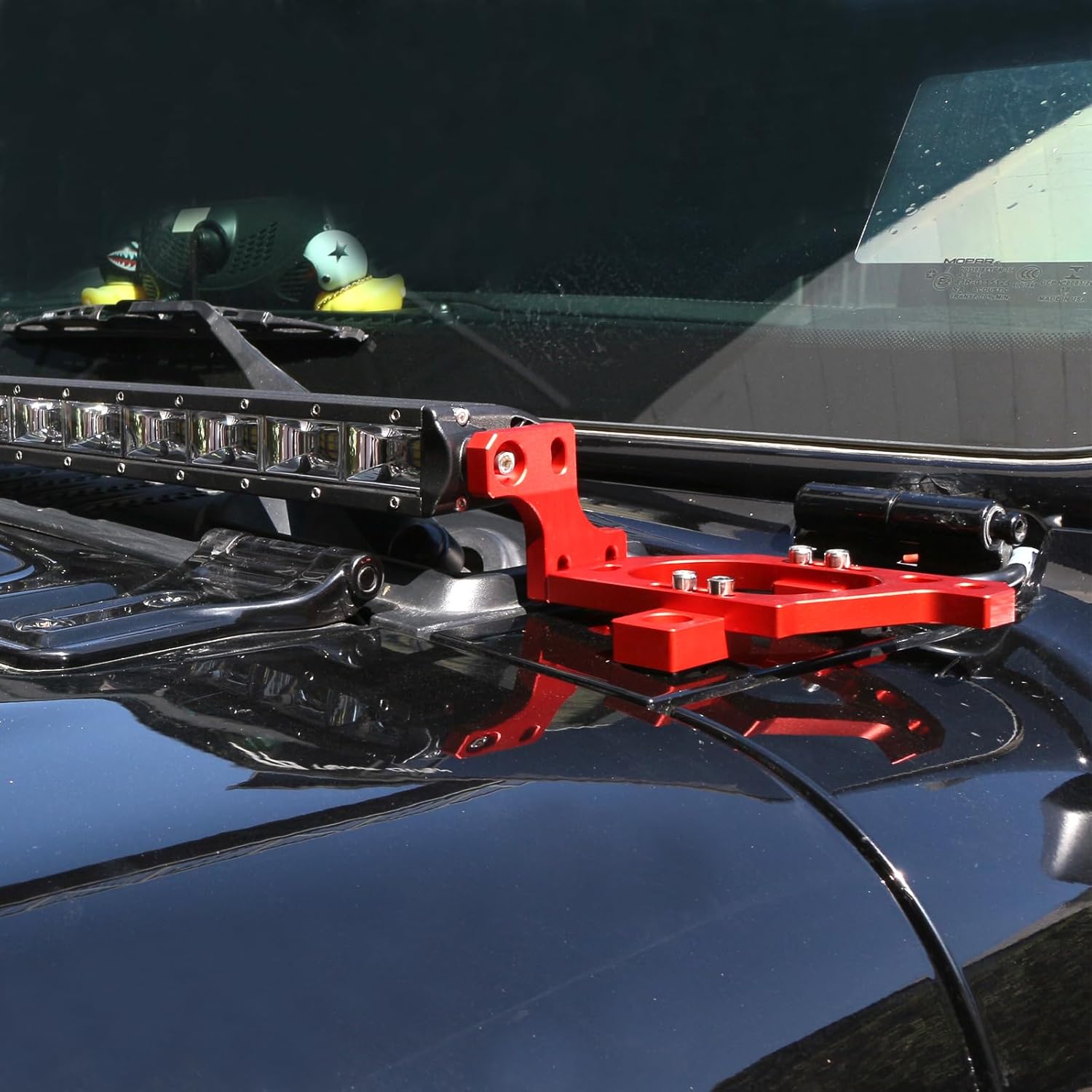 Red JL Hood Mount Pillar Cowl Mount 42inch Bar Light Mounting Brackets Compatible with Wrangler JL JLU 2018 2019 2020 2021 2022 2023 2024