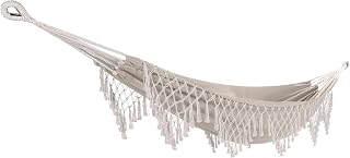 Bliss Hammocks BH-400FR Hammock in a Bag with Fringe, Eco Friendly Cotton & Polyester, Portable No Assembly Required, 40 Inch Wide, Supports up to 250-Pounds for Camping, Hiking and Outdoors, Natural