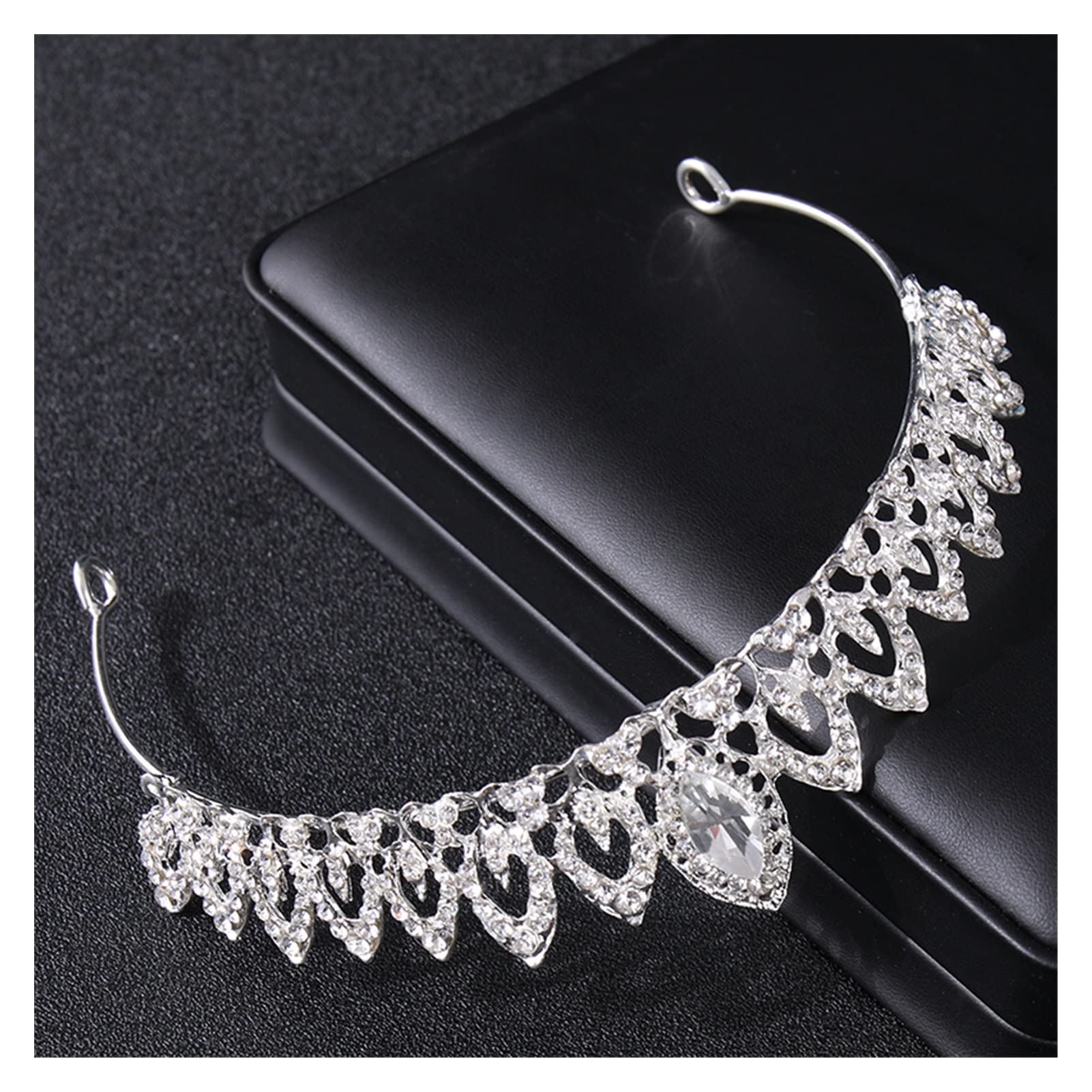 Kryształowe korony i tiary różowe złoto Rhinestone bal diadem z pałąkiem na głowę dla kobiet ślub panny młodej akcesoria do włosów biżuteria kolor srebrny Tiara (kolor metalu: srebrny)
