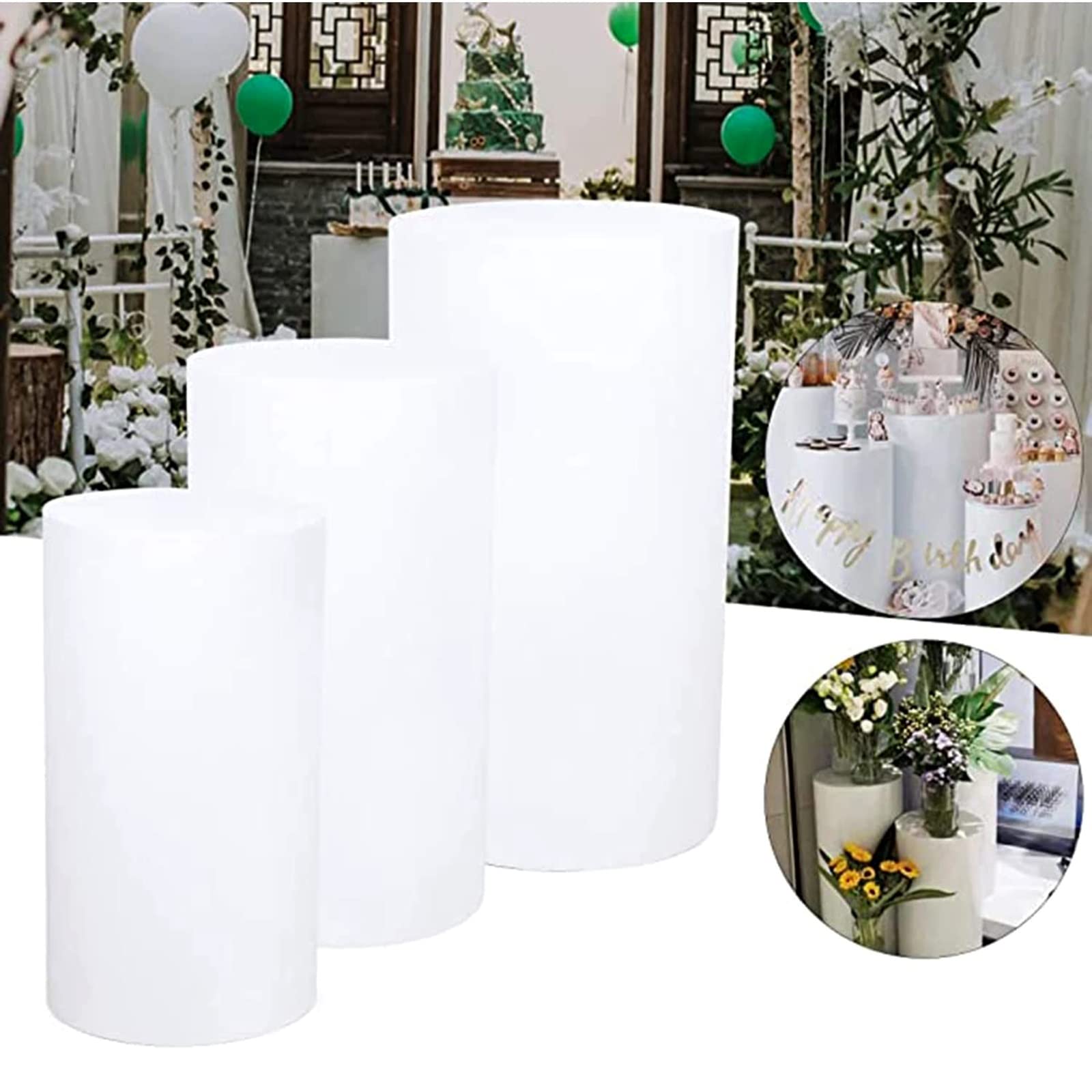 Soportes de Pedestal cilíndricos de 5 uds para Fiestas, baratijas de cumpleaños para Bodas, Velas de Flores, Decoraciones para Fiestas de Mesa de postres(Gold,Square Tube 5Pcs)