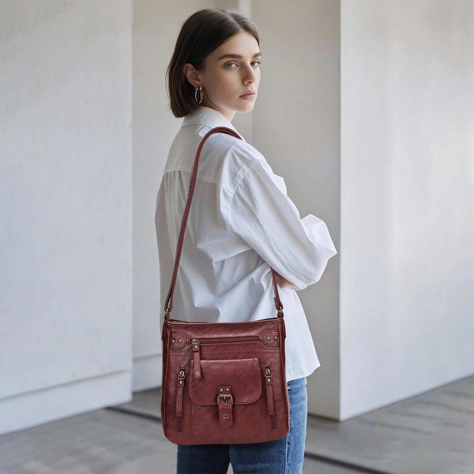 KL928 Tasche Damen Umhängetasche kleine Handtaschen Schultertasche Damentasche Damenhandtasche mittelgroß handtasche Lederhandtaschen Geldbörse PU Leder für frauen oder Mädchen